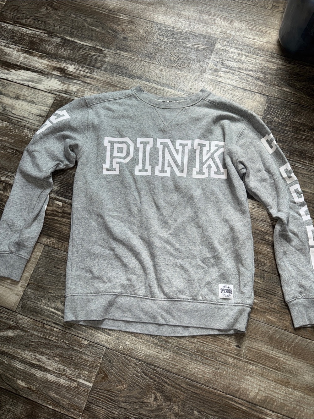 PINK Victoria's Secret Gray Crewneck Sweatshirt with White Logo